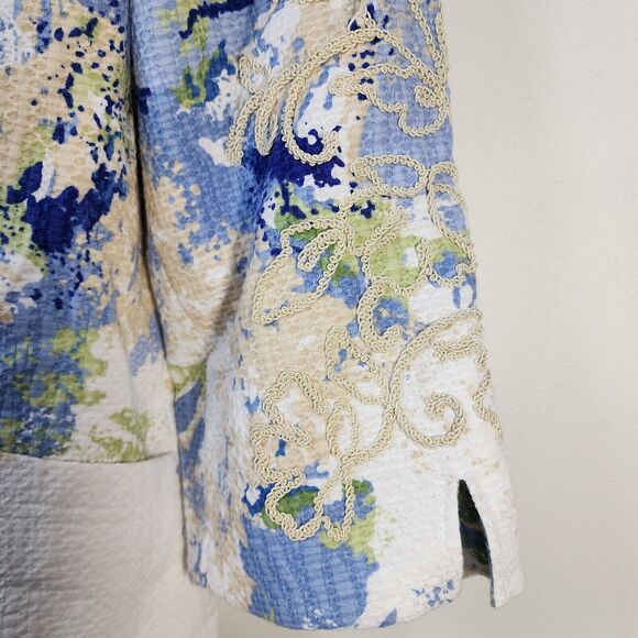 Coldwater Creek Womens Jacket Size P16 Watercolor Embroidered Full Zip Lined - Picture 6 of 12